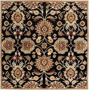 Livabliss Caesar Hand Tufted Wool Area Rug Traditional Pattern for Living or Dining Rooms Black, Brown 4' x 4' Square CAE1053-4SQ