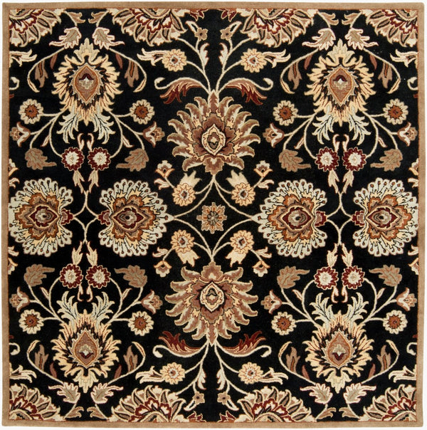 Livabliss Caesar Hand Tufted Wool Area Rug Traditional Pattern for Living or Dining Rooms Black, Brown 4' x 4' Square CAE1053-4SQ