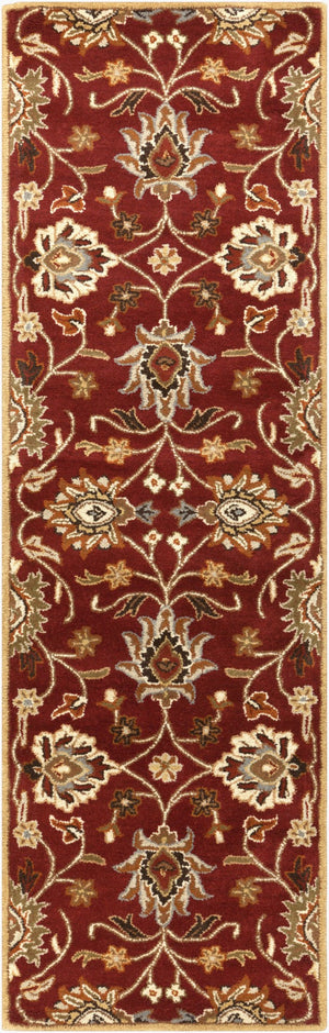 Livabliss Caesar Hand Tufted Wool Area Rug Traditional Pattern for Living Dining Room Decor Dark Red, Musta 2'6" x 8' CAE1061-268