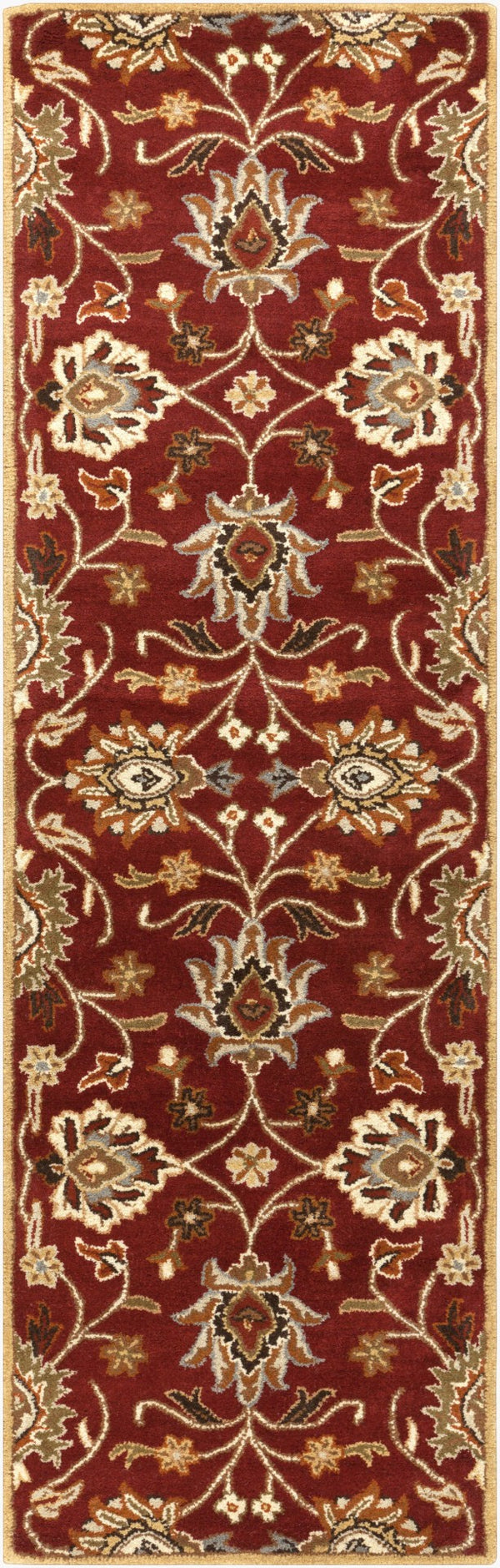 Livabliss Caesar Hand Tufted Wool Area Rug Traditional Pattern for Living Dining Room Decor Dark Red, Musta 2'6" x 8' CAE1061-268