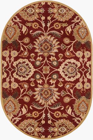 Livabliss Caesar Hand Tufted Wool Area Rug Traditional Pattern for Living Dining Room Decor Dark Red, Musta 6' x 9' Oval CAE1061-69OV
