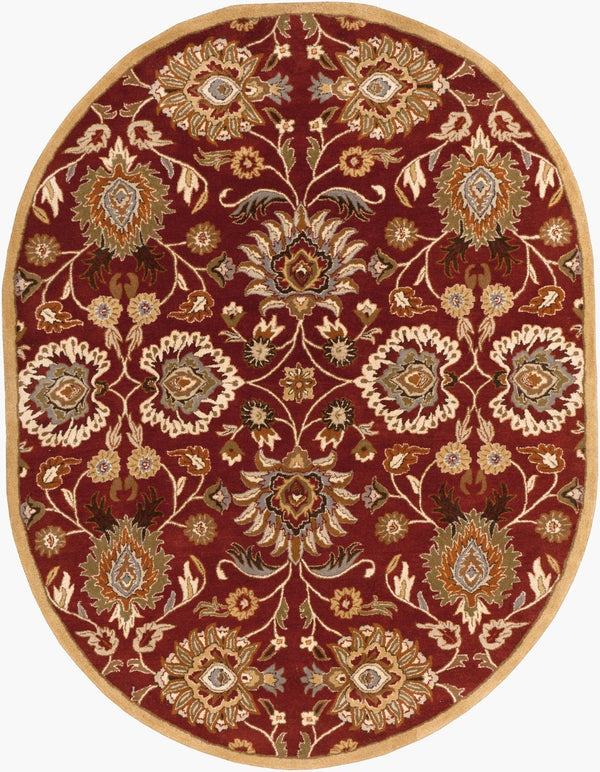 Livabliss Caesar Hand Tufted Wool Area Rug Traditional Pattern for Living Dining Room Decor Dark Red, Musta 8' x 10' CAE1061-810OV