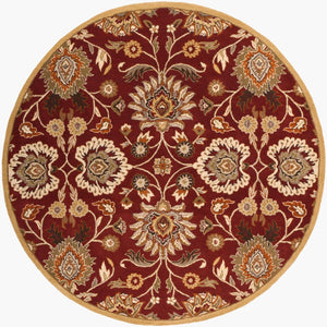 Livabliss Caesar Hand Tufted Wool Area Rug Traditional Pattern for Living Dining Room Decor Dark Red, Musta 9'9" x 9'9" Round CAE1061-99RD