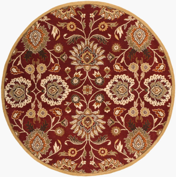 Livabliss Caesar Hand Tufted Wool Area Rug Traditional Pattern for Living Dining Room Decor Dark Red, Musta 9'9" x 9'9" Round CAE1061-99RD
