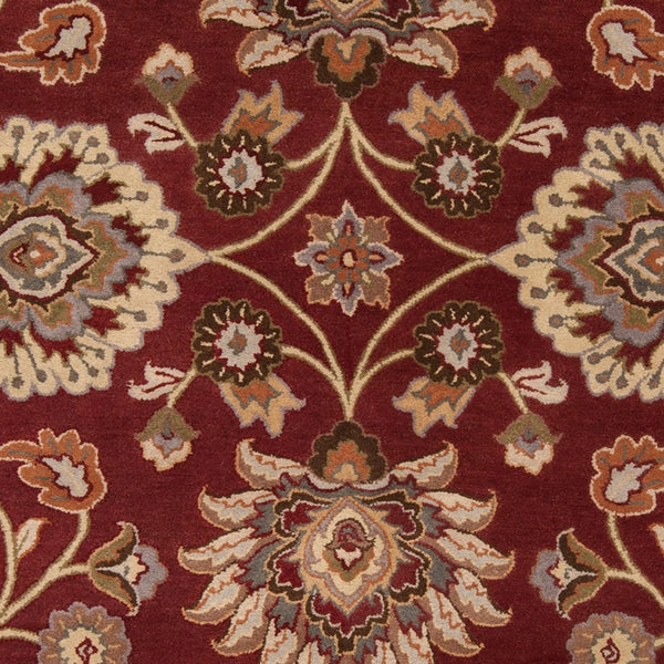 Livabliss Caesar Hand Tufted Wool Area Rug Traditional Pattern for Living Dining Room Decor Dark Red, Musta 9'9" x 9'9" Square CAE1061-99SQ