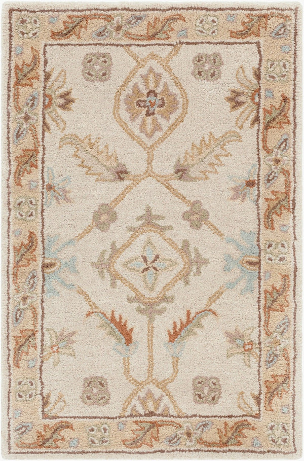 Livabliss Caesar Hand Tufted Wool Area Rug Traditional Pattern for Large Living Dining Rooms Dusty Sage, Tan 2' x 3' CAE1084-23