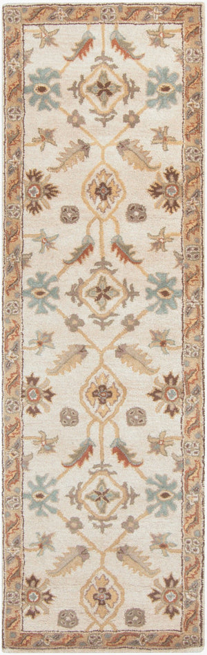 Livabliss Caesar Hand Tufted Wool Area Rug Traditional Pattern for Large Living Dining Rooms Dusty Sage, Tan 3' x 12' CAE1084-312