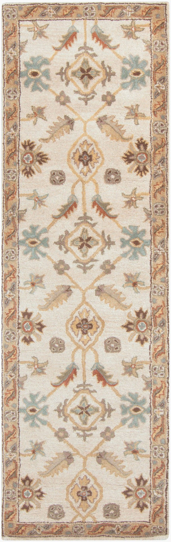 Livabliss Caesar Hand Tufted Wool Area Rug Traditional Pattern for Large Living Dining Rooms Dusty Sage, Tan 3' x 12' CAE1084-312