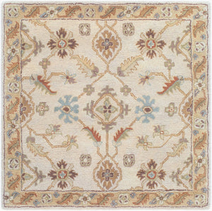 Livabliss Caesar Hand Tufted Wool Area Rug Traditional Pattern for Large Living Dining Rooms Dusty Sage, Tan 4' x 4' Square CAE1084-4SQ
