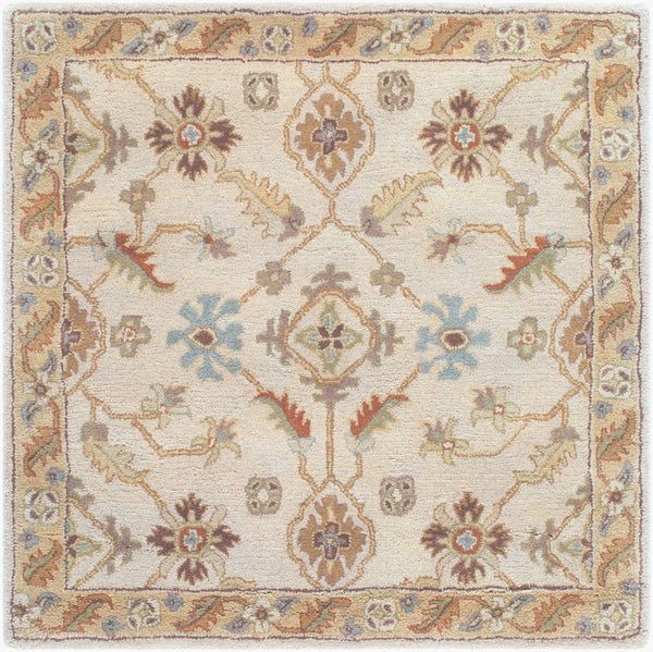 Livabliss Caesar Hand Tufted Wool Area Rug Traditional Pattern for Large Living Dining Rooms Dusty Sage, Tan 4' x 4' Square CAE1084-4SQ
