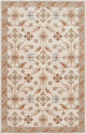 Livabliss Caesar Hand Tufted Wool Area Rug Traditional Pattern for Large Living Dining Rooms Dusty Sage, Tan 6' x 9' Rectangle CAE1084-69