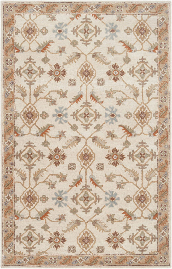 Livabliss Caesar Hand Tufted Wool Area Rug Traditional Pattern for Large Living Dining Rooms Dusty Sage, Tan 6' x 9' Rectangle CAE1084-69