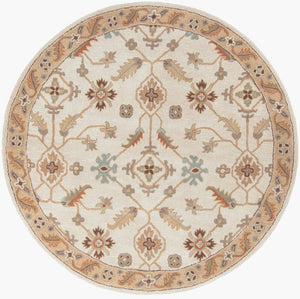 Livabliss Caesar Hand Tufted Wool Area Rug Traditional Pattern for Large Living Dining Rooms Dusty Sage, Tan 6' x 6' Round CAE1084-6RD