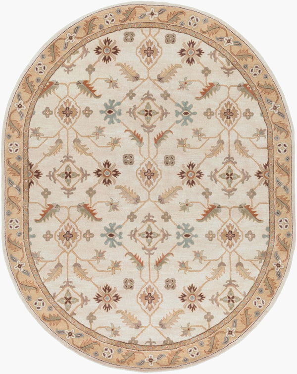 Livabliss Caesar Hand Tufted Wool Area Rug Traditional Pattern for Large Living Dining Rooms Dusty Sage, Tan 8' x 10' CAE1084-810OV