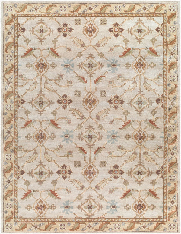 Livabliss Caesar Hand Tufted Wool Area Rug Traditional Pattern for Large Living Dining Rooms Dusty Sage, Tan 8' x 11' CAE1084-811
