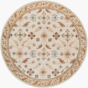 Livabliss Caesar Hand Tufted Wool Area Rug Traditional Pattern for Large Living Dining Rooms Dusty Sage, Tan 8' x 8' Round CAE1084-8RD