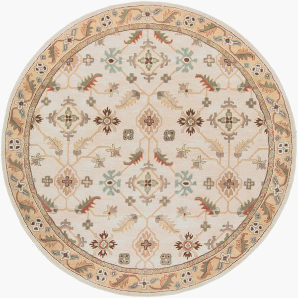 Livabliss Caesar Hand Tufted Wool Area Rug Traditional Pattern for Large Living Dining Rooms Dusty Sage, Tan 8' x 8' Round CAE1084-8RD