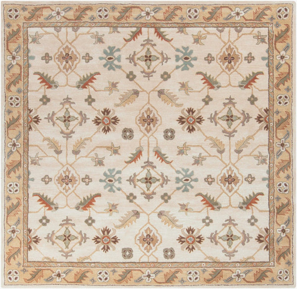 Livabliss Caesar Hand Tufted Wool Area Rug Traditional Pattern for Large Living Dining Rooms Dusty Sage, Tan 8' x 8' Square CAE1084-8SQ