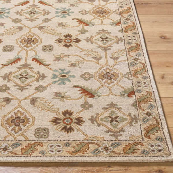 Livabliss Caesar Hand Tufted Wool Area Rug Traditional Pattern for Large Living Dining Rooms Dusty Sage, Tan 7'6" x 9'6" CAE1084-7696