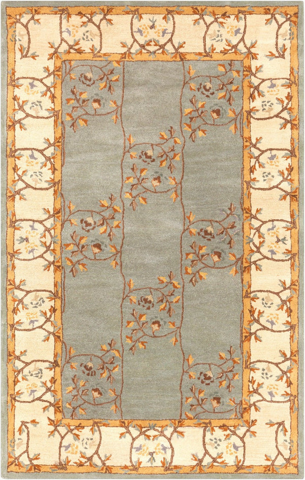 Livabliss Caesar Collection Hand Tufted Wool Area Rug Traditional Pattern for Large Living Spaces Sage, Beige 5' x 8' CAE1100-58