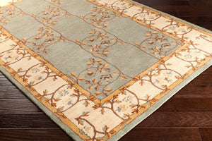 Livabliss Caesar Collection Hand Tufted Wool Area Rug Traditional Pattern for Large Living Spaces Sage, Beige 2'6" x 8' CAE1100-268