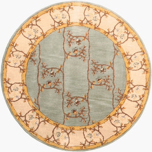 Livabliss Caesar Collection Hand Tufted Wool Area Rug Traditional Pattern for Large Living Spaces Sage, Beige 6' x 6' Round CAE1100-6RD