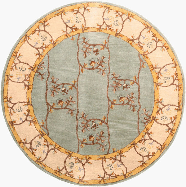 Livabliss Caesar Collection Hand Tufted Wool Area Rug Traditional Pattern for Large Living Spaces Sage, Beige 6' x 6' Round CAE1100-6RD