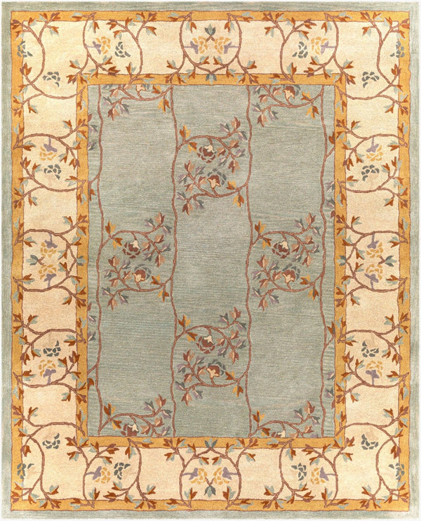 Livabliss Caesar Collection Hand Tufted Wool Area Rug Traditional Pattern for Large Living Spaces Sage, Beige 7'6" x 9'6" CAE1100-7696
