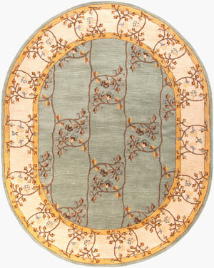 Livabliss Caesar Collection Hand Tufted Wool Area Rug Traditional Pattern for Large Living Spaces Sage, Beige 8' x 10' CAE1100-810OV