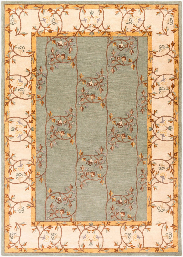 Livabliss Caesar Collection Hand Tufted Wool Area Rug Traditional Pattern for Large Living Spaces Sage, Beige 8' x 11' CAE1100-811