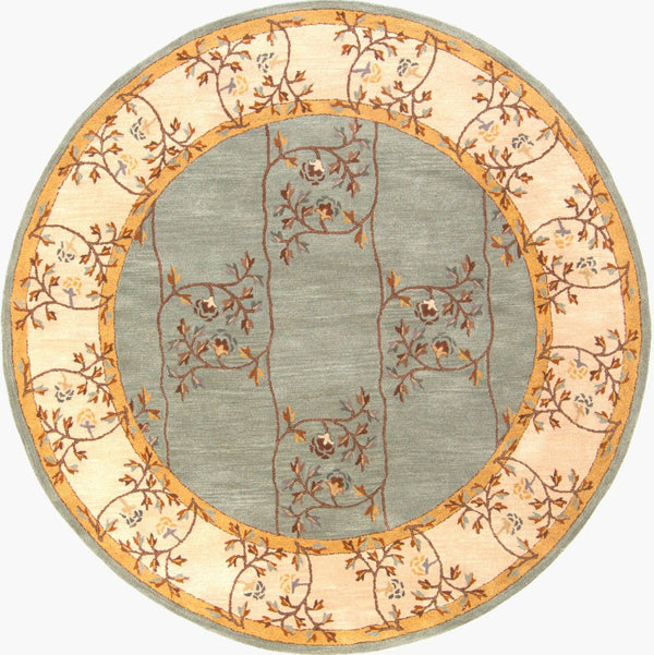 Livabliss Caesar Collection Hand Tufted Wool Area Rug Traditional Pattern for Large Living Spaces Sage, Beige 8' x 8' Round CAE1100-8RD