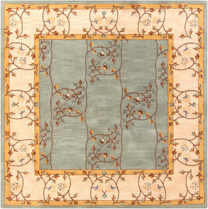 Livabliss Caesar Collection Hand Tufted Wool Area Rug Traditional Pattern for Large Living Spaces Sage, Beige 6' x 6' Square CAE1100-6SQ