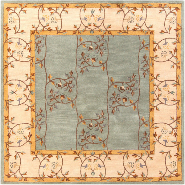 Livabliss Caesar Collection Hand Tufted Wool Area Rug Traditional Pattern for Large Living Spaces Sage, Beige 6' x 6' Square CAE1100-6SQ