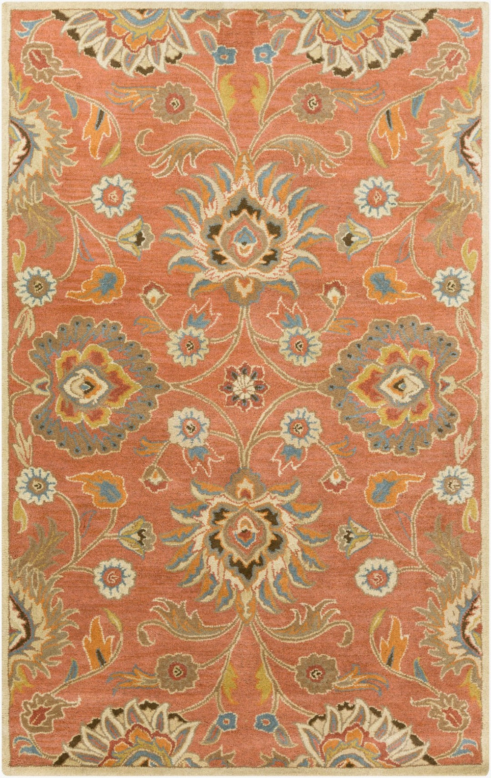 Livabliss Caesar Hand Tufted Wool Area Rug Artisan Crafted Traditional Pattern for Living Room Burnt Orange, C 4' x 6' CAE1107-46