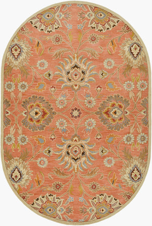 Livabliss Caesar Hand Tufted Wool Area Rug Artisan Crafted Traditional Pattern for Living Room Burnt Orange, C 6' x 9' Oval CAE1107-69OV