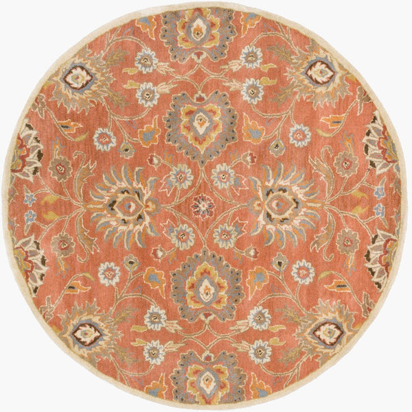 Livabliss Caesar Hand Tufted Wool Area Rug Artisan Crafted Traditional Pattern for Living Room Burnt Orange, C 4' x 4' Round CAE1107-4RD