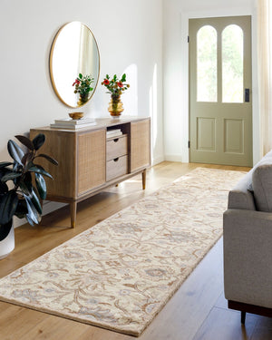 Livabliss Caesar Hand Tufted Wool Area Rug Artisan Crafted Medallion Pattern for Formal Living Rooms Ivory, Taupe 6' x 9' Oval CAE1109-69OV