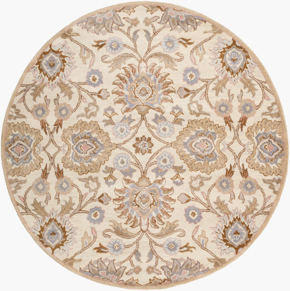 Livabliss Caesar Hand Tufted Wool Area Rug Artisan Crafted Medallion Pattern for Formal Living Rooms Ivory, Taupe 6' x 6' Round CAE1109-6RD