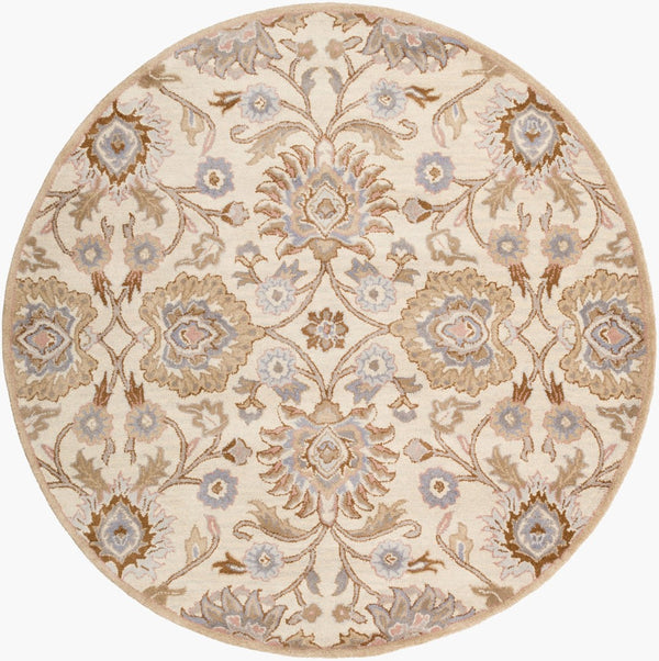 Livabliss Caesar Hand Tufted Wool Area Rug Artisan Crafted Medallion Pattern for Formal Living Rooms Ivory, Taupe 6' x 6' Round CAE1109-6RD