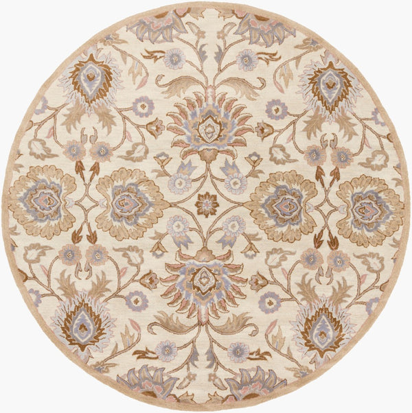 Livabliss Caesar Hand Tufted Wool Area Rug Artisan Crafted Medallion Pattern for Formal Living Rooms Ivory, Taupe 8' x 8' Round CAE1109-8RD