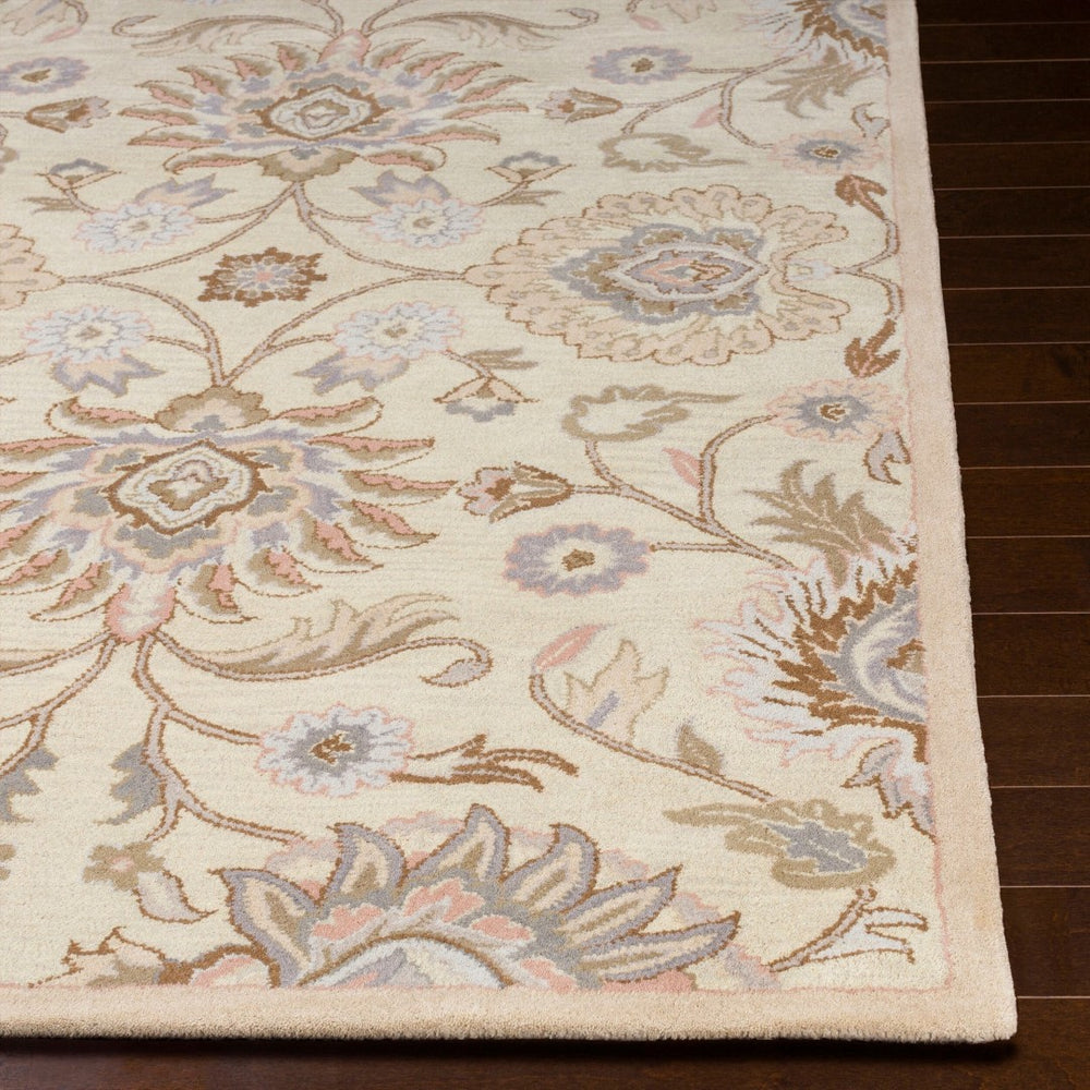 Livabliss Caesar Hand Tufted Wool Area Rug Artisan Crafted Medallion Pattern for Formal Living Rooms Ivory, Taupe 6' x 6' Round CAE1109-6RD