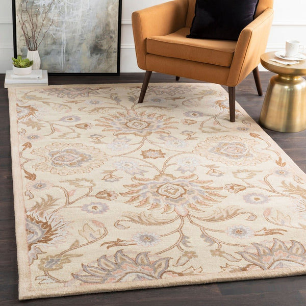 Livabliss Caesar Hand Tufted Wool Area Rug Artisan Crafted Medallion Pattern for Formal Living Rooms Ivory, Taupe 6' x 9' Rectangle CAE1109-69