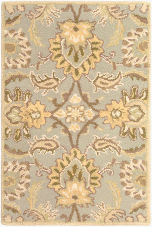 Livabliss Caesar Hand Tufted Wool Area Rug Traditional Motif for Living Room or Dining Space Gray, White 2' x 3' CAE1111-23