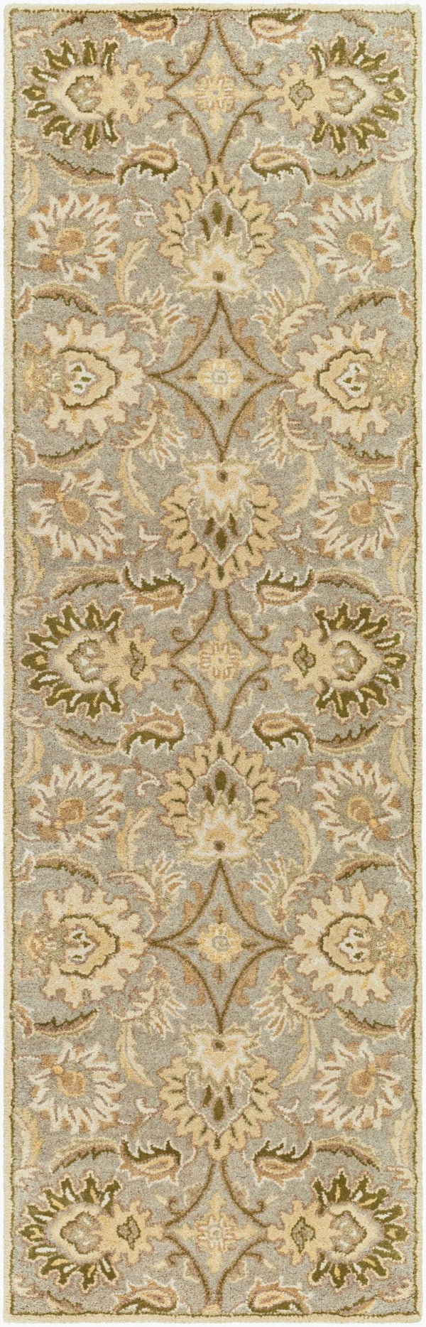 Livabliss Caesar Hand Tufted Wool Area Rug Traditional Motif for Living Room or Dining Space Gray, White 2'6" x 8' CAE1111-268