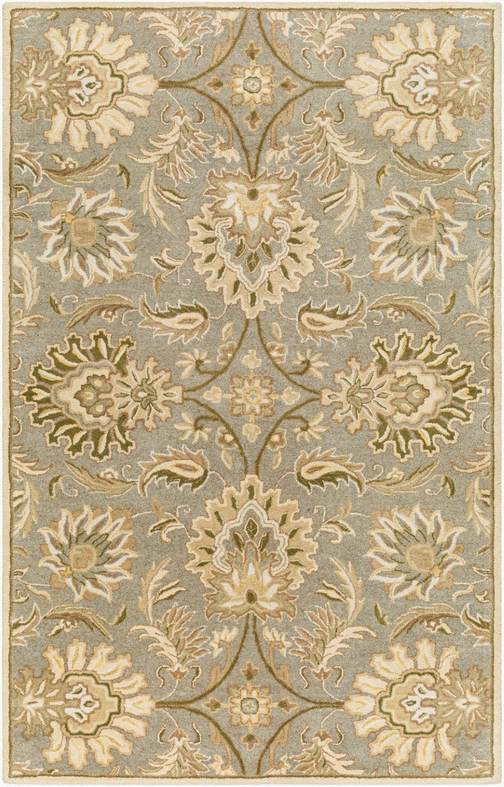 Livabliss Caesar Hand Tufted Wool Area Rug Traditional Motif for Living Room or Dining Space Gray, White 12' x 15' CAE1111-1215