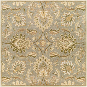 Livabliss Caesar Hand Tufted Wool Area Rug Traditional Motif for Living Room or Dining Space Gray, White 4' x 4' Square CAE1111-4SQ
