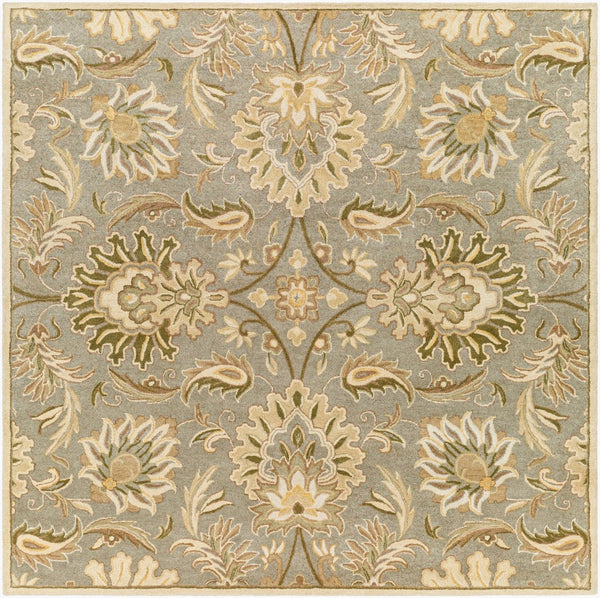 Livabliss Caesar Hand Tufted Wool Area Rug Traditional Motif for Living Room or Dining Space Gray, White 4' x 4' Square CAE1111-4SQ