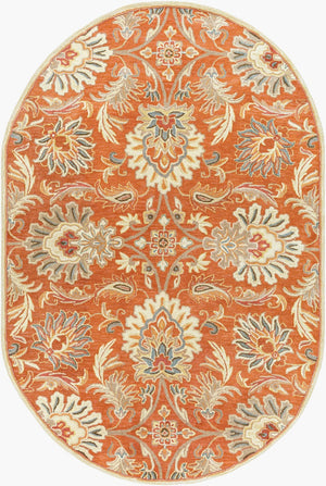 Livabliss Caesar Hand Tufted Wool Area Rug Traditional Pattern for Formal Living Dining Rooms Terracotta, Rus 6' x 9' Oval CAE1112-69OV