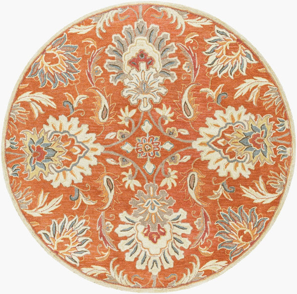 Livabliss Caesar Hand Tufted Wool Area Rug Traditional Pattern for Formal Living Dining Rooms Terracotta, Rus 6' x 6' Round CAE1112-6RD