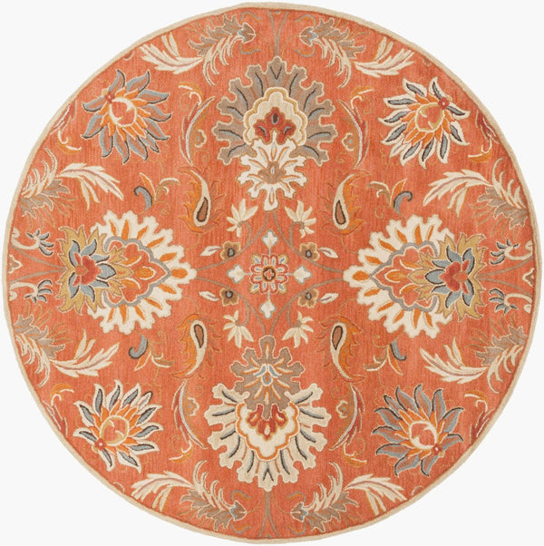 Livabliss Caesar Hand Tufted Wool Area Rug Traditional Pattern for Formal Living Dining Rooms Terracotta, Rus 8' x 8' Round CAE1112-8RD